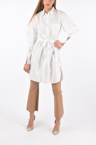 UPCYCLED Oversized Cotton Shirt with Breast-pocket and Belt
