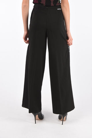 Back Zipped Palazzo Pants with Mesh Side Bands