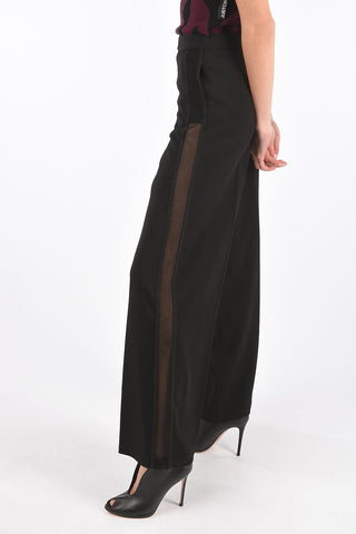 Back Zipped Palazzo Pants with Mesh Side Bands