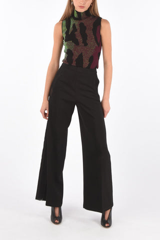 Back Zipped Palazzo Pants with Mesh Side Bands