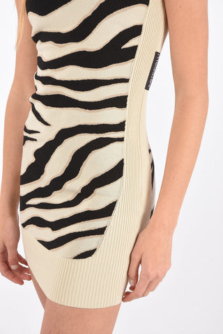 Zebra Detail Knitted Bodycon Dress