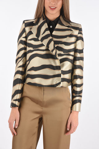 Double-breasted Zebra Patterned Short Blazer