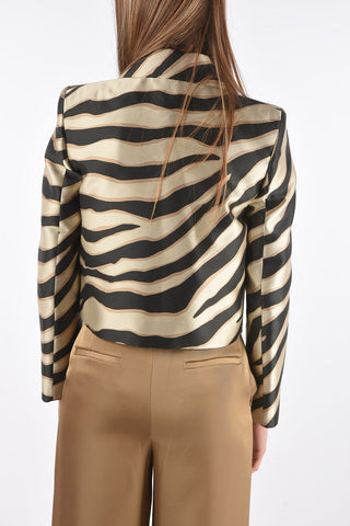 Double-breasted Zebra Patterned Short Blazer