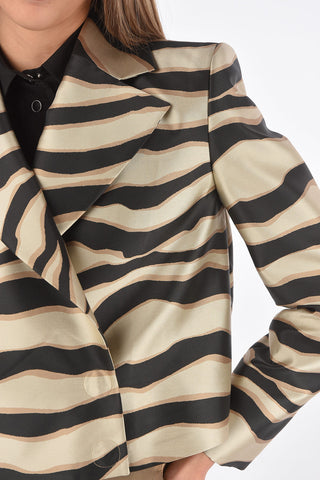 Double-breasted Zebra Patterned Short Blazer
