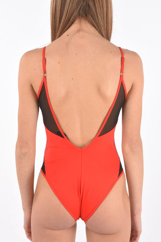sheer details One Piece Swimsuit with Back Neckline