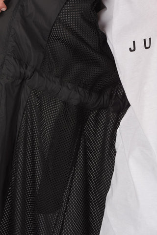 Hooded Nylon Raincoat with Drawstring