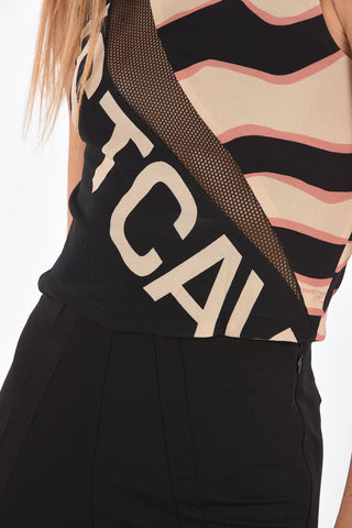 Top Crop Zebrato con Dettaglio in Rete