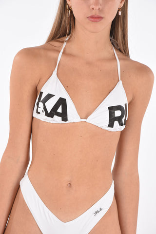 printed logo triangle bikini top