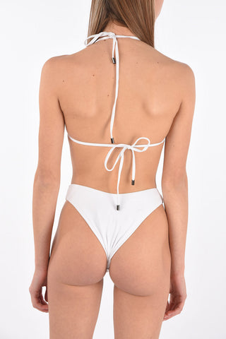 printed logo triangle bikini top