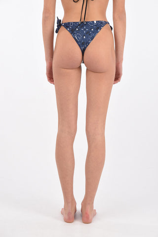 printed tie side bikini bottom
