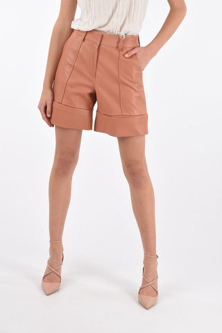 4 Pocket Leather Shorts with Belt Loops and Hidden Fastening