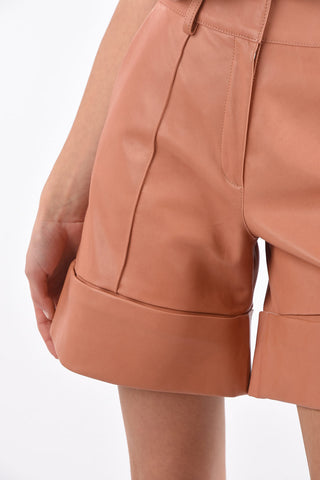 4 Pocket Leather Shorts with Belt Loops and Hidden Fastening