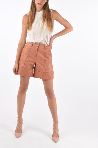 4 Pocket Leather Shorts with Belt Loops and Hidden Fastening