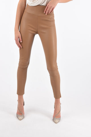 Elastic Waistband Leather Leggings