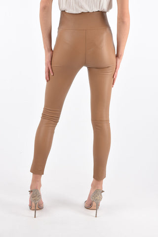 Elastic Waistband Leather Leggings