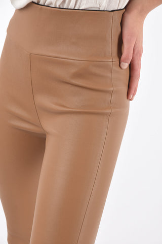 Elastic Waistband Leather Leggings