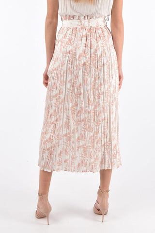 Wrinkled Effect Floral Printed Pleated Skirt