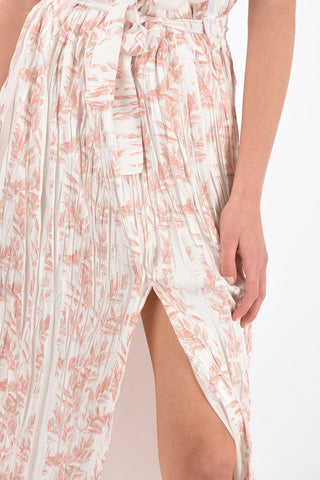 Wrinkled Effect Floral Printed Pleated Skirt