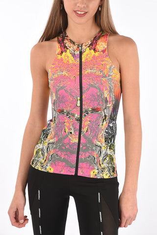 Multicolor Abstract Printed Top with Front Zip