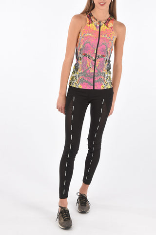 Multicolor Abstract Printed Top with Front Zip
