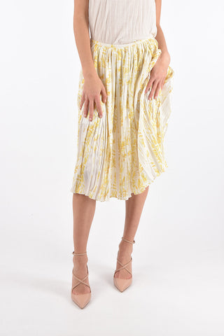 Wrinkled Effect Pleated Floral Patterned Midi Skirt
