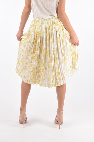 Wrinkled Effect Pleated Floral Patterned Midi Skirt