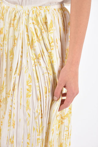 Wrinkled Effect Pleated Floral Patterned Midi Skirt