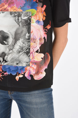 T-Shirt Stampata con Inserti Trasparenti