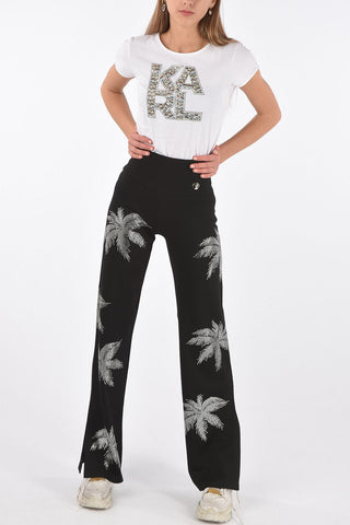 COUTURE rhinestone embellished ALOHA jogging palazzo pants