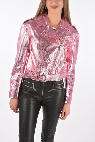 Metallic Leather BIKER Jacket with Studs