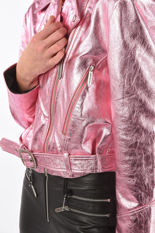 Metallic Leather BIKER Jacket with Studs
