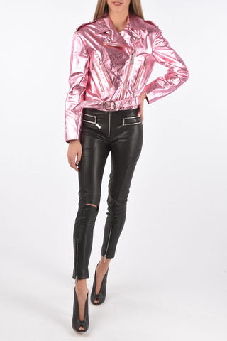 Metallic Leather BIKER Jacket with Studs