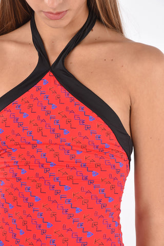 all over logo halterneck one piece swimsuit