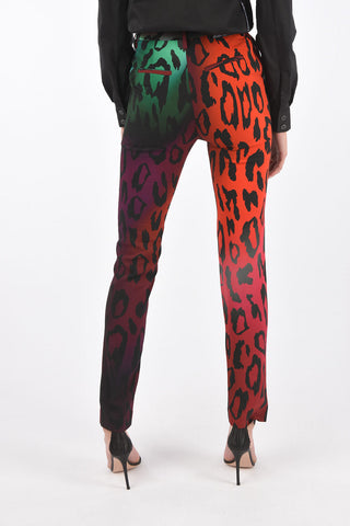 4 Pocket Shaded Pants with Leopard Motif