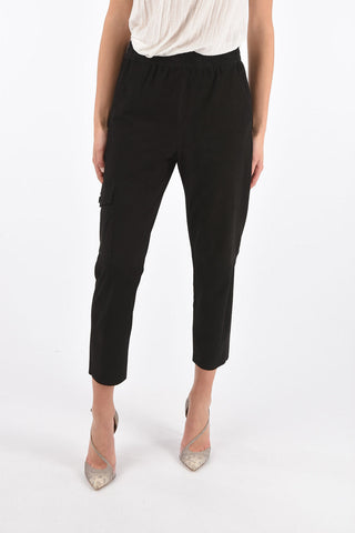 Suede Cargo Pants with Elastic Waistband