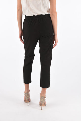 Suede Cargo Pants with Elastic Waistband