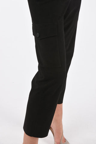 Suede Cargo Pants with Elastic Waistband