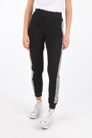 COUTURE vintage effect ROCK PP jogger pants with side rhinestone embellishment