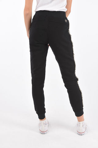 COUTURE vintage effect ROCK PP jogger pants with side rhinestone embellishment