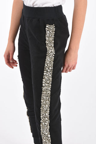 COUTURE vintage effect ROCK PP jogger pants with side rhinestone embellishment