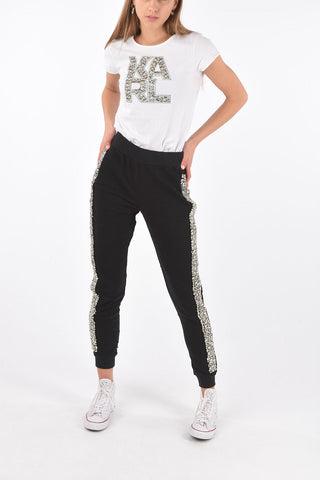 COUTURE vintage effect ROCK PP jogger pants with side rhinestone embellishment