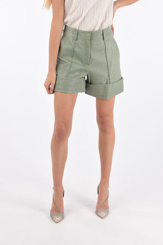 Crocodile Effect Leather Shorts with Belt Loops and Hidden Fastening