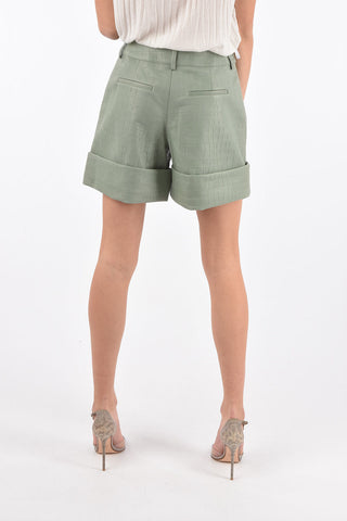 Crocodile Effect Leather Shorts with Belt Loops and Hidden Fastening
