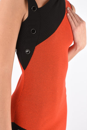 Asymmetric Knitted Dress with Snap Buttons