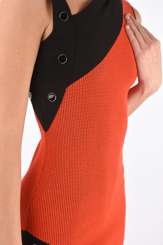 Asymmetric Knitted Dress with Snap Buttons