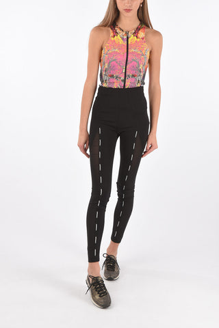 Side Zipped Mesh Insert Leggings