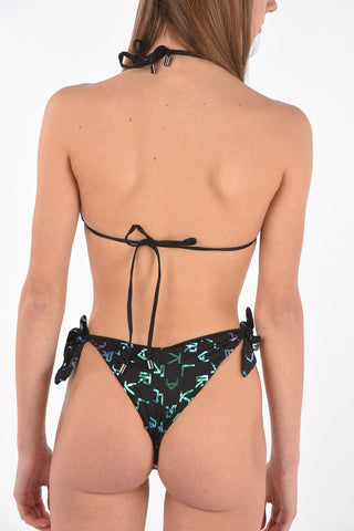 top bikini a triangolo con stampa logo