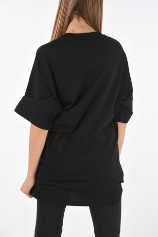 Crew Neck Printed OVERSIZED T-Shirt with Strass