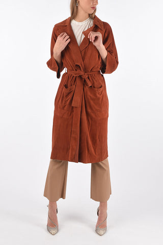 Soprabito in Suede con Maniche 3/4 e Cintura