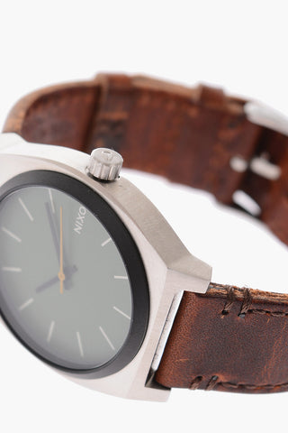 leather strap TIME TELLER analog watch
